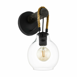EGLO Zidna lampa RODING E27 35 cm crna/drvo/staklo 43619