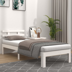 vidaXL Posteljni okvir bel iz trdnega lesa 90x200 cm
