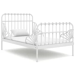 Vidaxl Raztegljiv posteljni okvir bel kovinski 80x130/200 cm