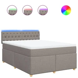 Vidaxl Box spring postelja z vzmetnico taupe 140x200 cm blago