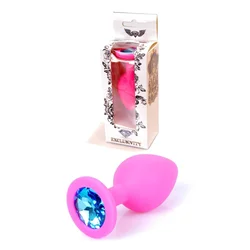 Jewellery Pink Silicon PLUG Medium- Light Blue Diamond