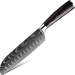 Kuhinjski nož BL-38108 - Santoku / Crna / Smeđa KP38108