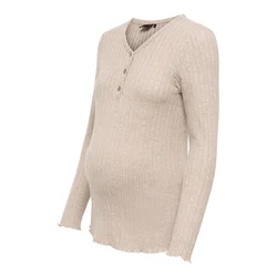 Only Maternity Majica OLMLOLA svetlo rjava