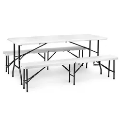 ModernHome Sklopivi sto 180cm + 2 klupe Bela