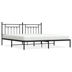 Vidaxl Kovinski posteljni okvir z vzglavjem črn 193x203 cm