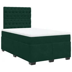 Vidaxl Box spring postelja z vzmetnico temno zelen 120x190 cm žamet