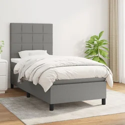 shumee Box spring postelja z vzmetnico temno siva 100x200 cm blago