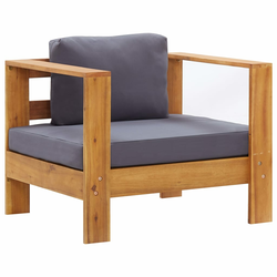 Den Vrtni stol z blazino temno siv trden akacijev les