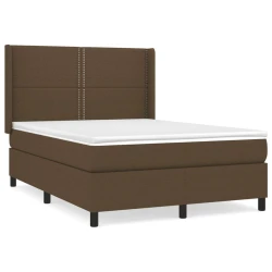 Vidaxl Box spring postelja z vzmetnico temno rjav 140x190 cm blago