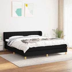 shumee Box spring postelja z vzmetnico črna 180x200 cm blago
