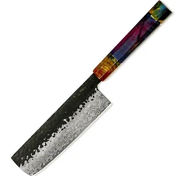 Damaskasti kuhinjski nož SE-37545 - Nakiri / Višebojni KP37545
