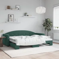 Greatstore izvlečna dnevna postelja (80x200cm, žamet), temno zelena