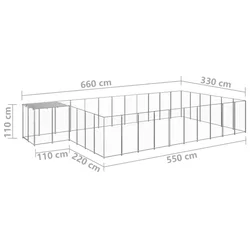 Kavez za pse srebrni 19,36 m2 čelični