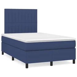 vidaXL vidaXL Box spring postelja z vzmetnico LED modra 120x190 cm blago, (21128214)