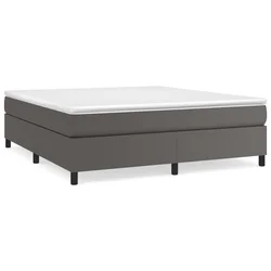 Vidaxl Box spring posteljni okvir siv 180x200 cm umetno usnje