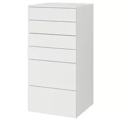 SMASTAD / PLATSA Komoda sa 6 fioka, bela/bela, 60x57x123 cm