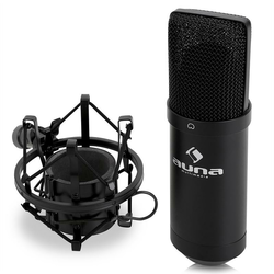 auna MIC-900B V1, USB mikrofon set, crni, kondenzatorski mikrofon + stalak za stol
