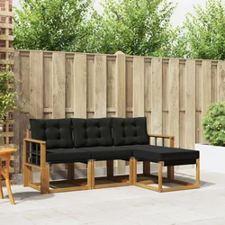 Set vanjskih sofa 4 kom. Prirodna i crna