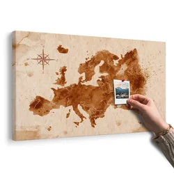 Slika na pluti retro zemljevid Evrope - 90x60 metallic