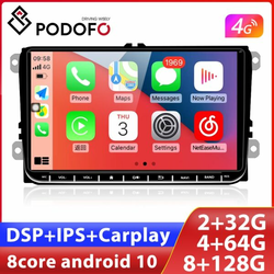 Podofo Android Car Radio CarPlay For VW Volkswagen Golf Polo Skoda Rapid Octavia Tiguan Passat B7 Stereo Multimedia Player GPS