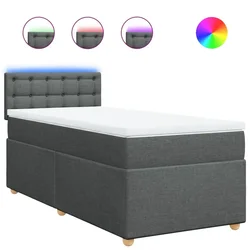 Vidaxl Box spring postelja z vzmetnico temno siva 100x200 cm blago