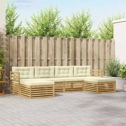 Set vanjskih sofa 6 kom. Bijela i krem Čvrsto drvo akacije