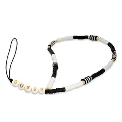 Vežica za mobilni Guess Strap Heishi Beads Black/White