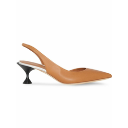 Burberry - Leather Slingback Pumps - women - Brown