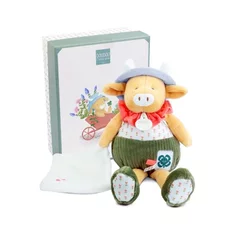 Doudou Plišana krava sa mazilicom 28cm ( DC4323 )