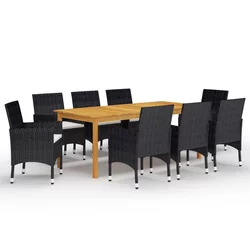 9-dijelni vrtni blagovaonski set crni