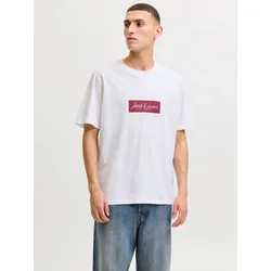 JACK & JONES Majica JORNORREBRO rubin rdeča / bela