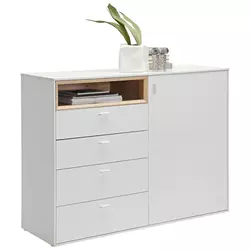 KOMODA 121/92,8/43 cm bela, boja hrasta