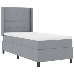 Vidaxl LED Box Spring Postelja Svetlo siva 90 x 200 cm blago