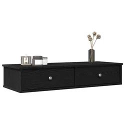Zidna polica s ladicama crna 100x37,5x19 cm izrađeno drvo