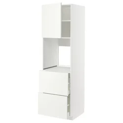 METOD/MAXIMERA Visoka omara za pečico+vr/2lč/2v pr, bela/Vallstena bela, 60x60x200 cm