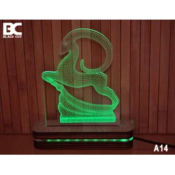 Black Cut 3D Lampa Ovan, Zelena