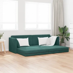 Podni kauč na razvlačenje Tamnozelena 213 x 70 x 77 cm Baršun