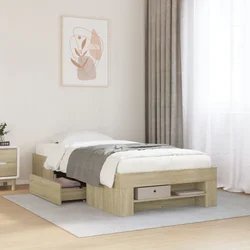 vidaXL Posteljni okvir sonoma hrast 100x200 cm inženirski les