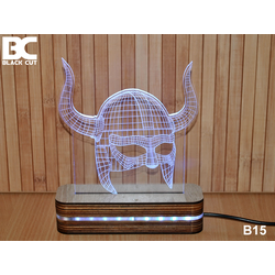 Black Cut 3D Lampa Viking Svetlo plava