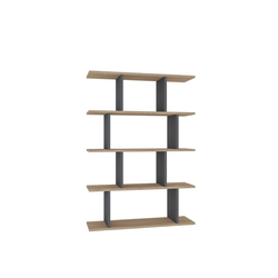 Hanah Home Harmon Oak Anthracite Polica za knjige 90x25x127.4cm, Bež siva