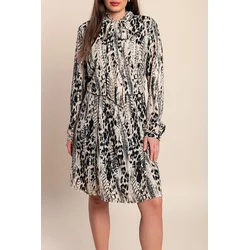Plus size obleka s potiskom, bež