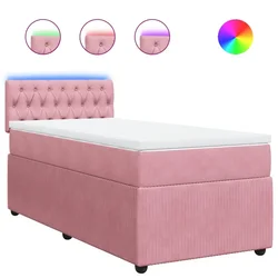 Vidaxl Box spring postelja z vzmetnico roza 90x190 cm žamet