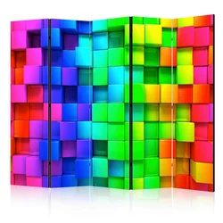 artgeist Paravan Colourful Cubes I, 5-Delni, Akustičen