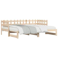 Vidaxl Izvlečna dnevna postelja 2x(90x200) cm trdna borovina