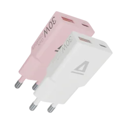 Punjač AVAX CH6412 2X / USB-C + USB-A / 30W / 1.5 m / White + Pink