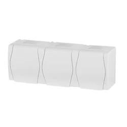 Hermes2 Hermetična trojna vtičnica z/brez 16A IP44 bela 1023-00