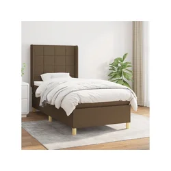 Den Box spring postelja z vzmetnico temno rjava 80x200 cm blago