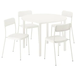 VIHALS / VIHALS Sto i 4 stolice, bela bela/bela, 107 cm