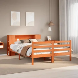Krevet s regalom za knjige bez madraca 150x200 cm od borovine