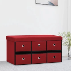 Sklopiva klupa za pohranu boja vina 76x38x38 cm umjetno platno